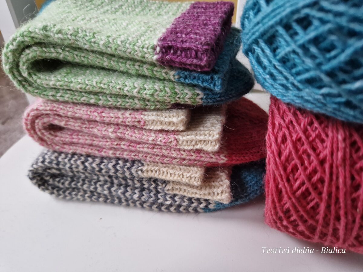 Knitted sheep’s wool socks